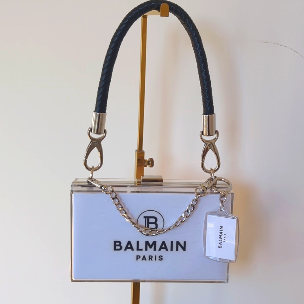 Balmain Paper Shopping Upcycled Novelty Box Clutch Bag